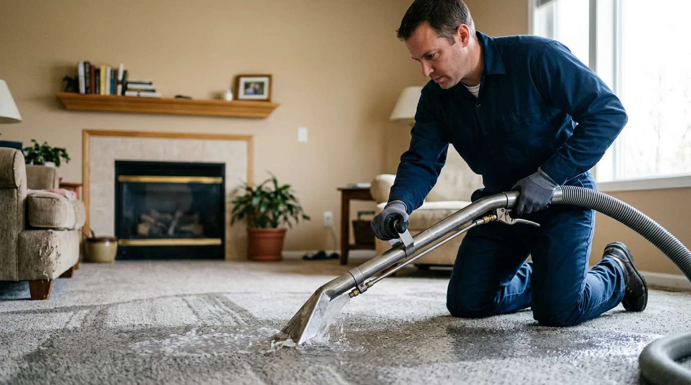 Water damage restoration technician working near Natoma, KS